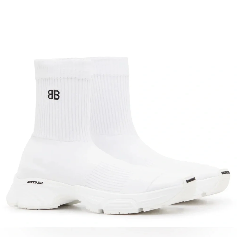 Balenciaga Speed 3.0 Knit High Top Sock Sneakers in White, Size 40 NEW in Box - Picture 3 of 16